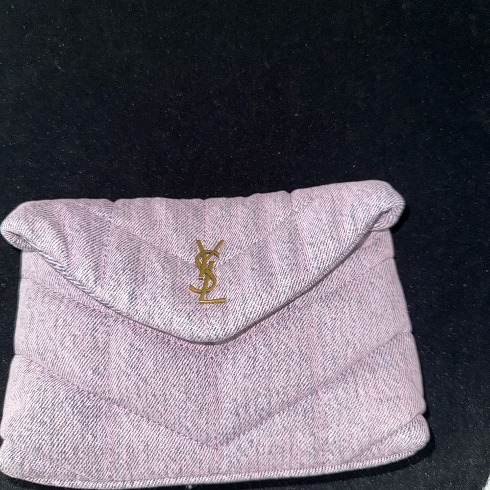 Brand new Yves Saint Laurent Purple Quilted Women's Clutch w/ card holder denim - Picture 4 of 10